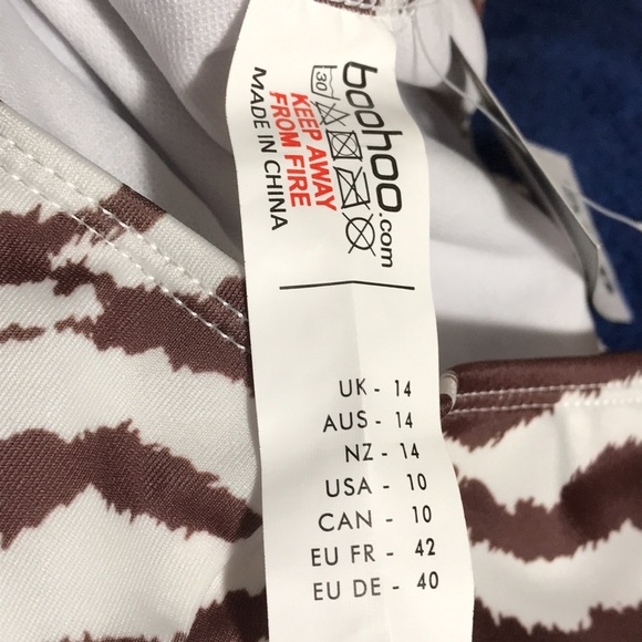 Boohoo Beach Tiger Side Tie Bikini Swim Bottom High Cut Size 10 NWT - Picture 6 of 6